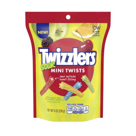 Twizzlers Sour Mini Cherry Green Apple Lemon & Blue Raspberry Twists, 8 ...