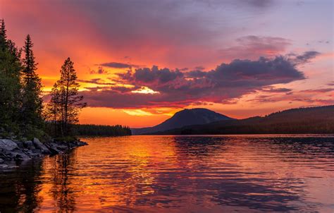 Wallpaper sunset, mountain, lake images for desktop, section пейзажи ...