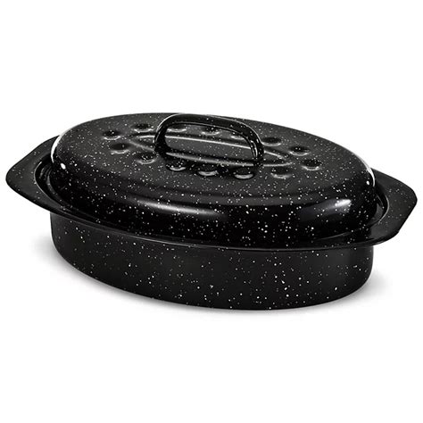 Alpine Cuisine Enamel Oval Roaster , Carbon Steel Oval Roasting Pan 13 ...