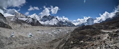 Panoramic View of the Himalayas Stock Photo - Image of lagoon ...