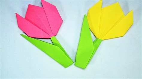 Easy paper Tulip origami flower -paper origami | Tulip origami, Spring ...