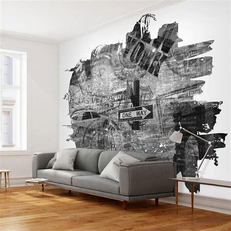 Tiptophomedecor Street Art Wallpaper Wall Mural - Black & White New ...