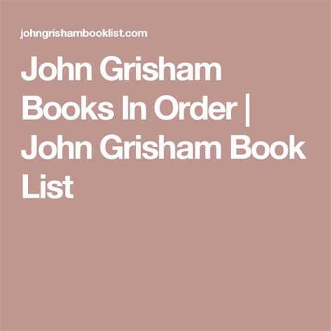 John Grisham Books In Order Printable List