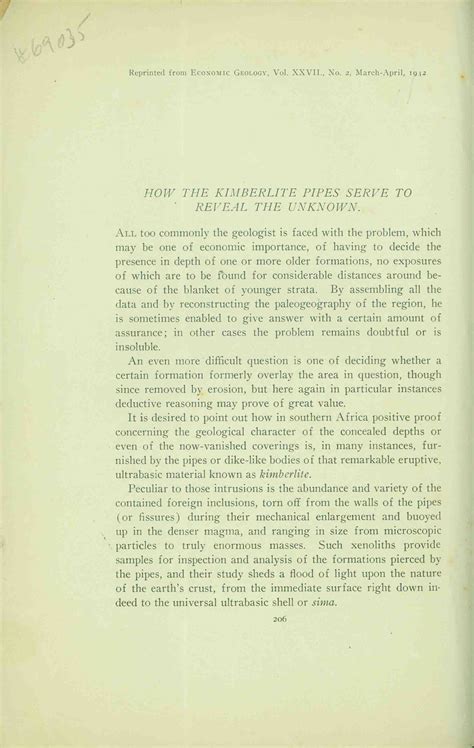 HOW THE KIMBERLITE PIPES SERVE TO REVEAL THE UNKNOWN.