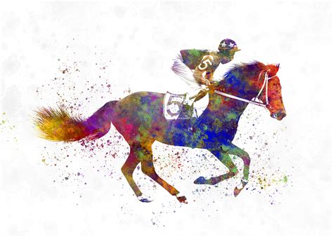 Wall Art Print | Horse racing in watercolor | Europosters