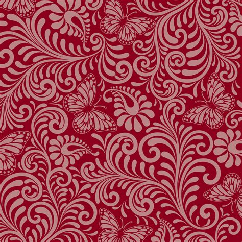 Seamless Floral Pattern on red background 597855 Vector Art at Vecteezy