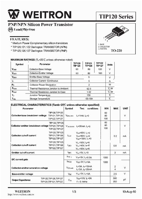 TIP122_5010273.PDF Datasheet Download --- IC-ON-LINE