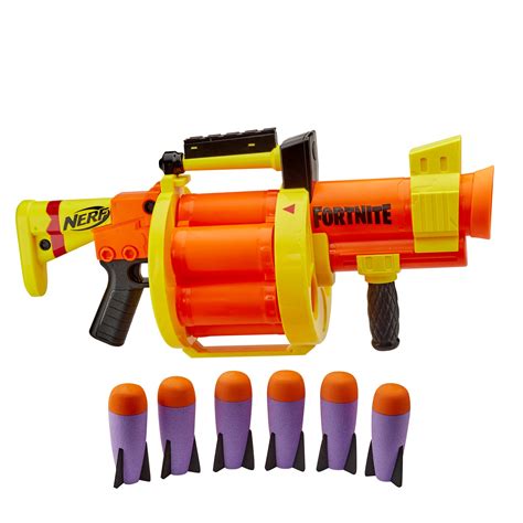 NERF Fortnite GL Rocket-Firing Blaster -- 6-Rocket Drum, Pump-to-Fire ...