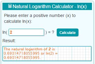 Natural (ln) Log Calculator