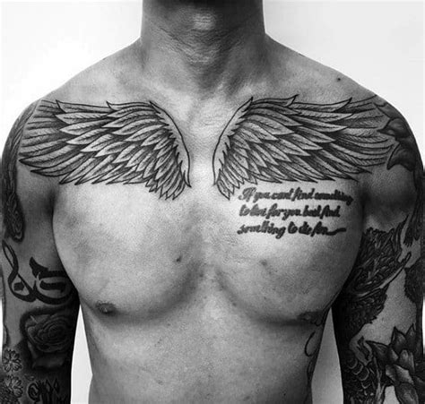 Half wing chest tattoo - mondodop