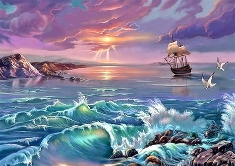 Sailing Ship, Ocean, Ship, Sea, Art, HD wallpaper | Peakpx