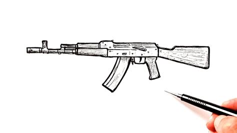 How to draw AK 47 Kalashnikov | Easy Drawing - YouTube