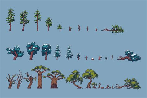 Free Tree Pixel Art Asset Pack Download - CraftPix.net