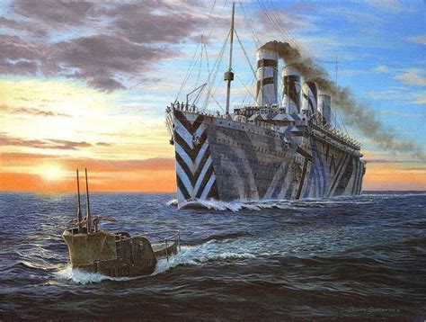 HMT Olympic and SM U-103, 12 May 1918, painting by Barry Spicer ...