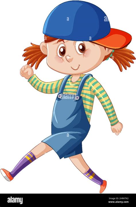 Teenager girl walking cartoon character on white background ...