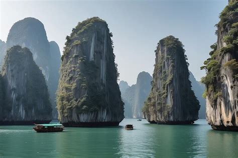 Premium Photo | Ha long bay unique limestone rock islands and karst ...