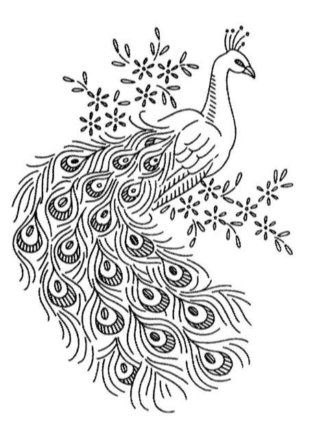 Hand Embroidery Peacock Pattern | 32-Dessins d'oiseaux, paons, peacock ...