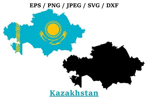 Kazakhstan National Flag Map Design Graphic by terrabismail · Creative ...