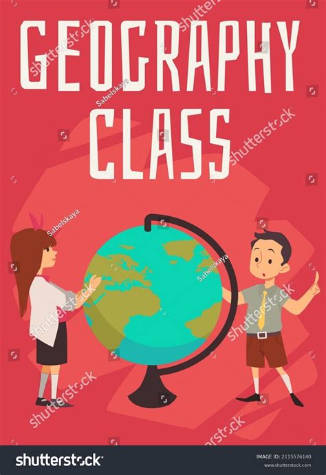 Geography Class Poster Template Children Look Stock Vector (Royalty ...