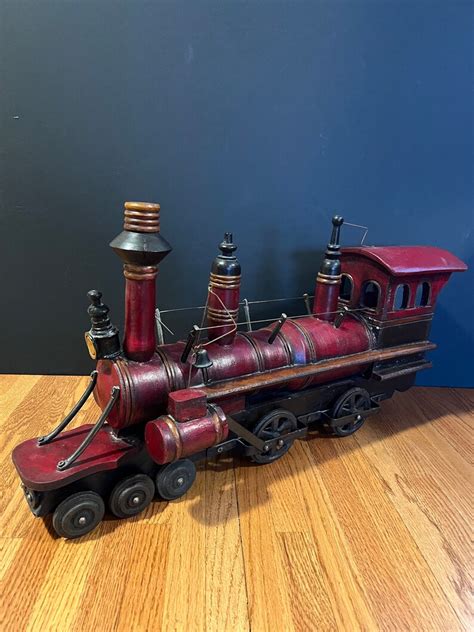 Vintage Wood and Metal Steam Locomotive Toy Model Train Folk Art - Etsy