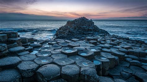 The Giant's Causeway in Co.Antrim after sunset, Northern Ireland, UK ...