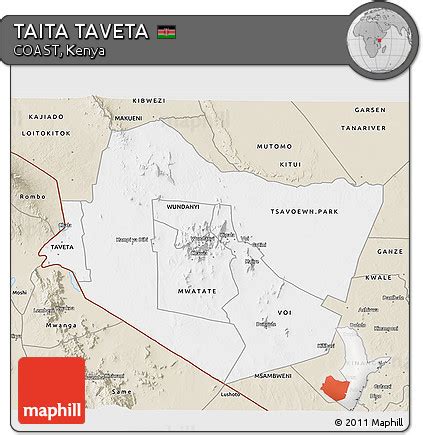 Free Classic Style 3D Map of TAITA TAVETA