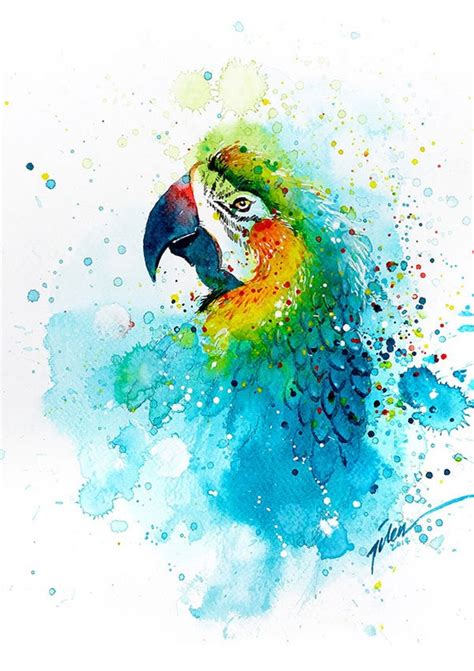 Parrot watercolor painting A4 A3 art print | Etsy