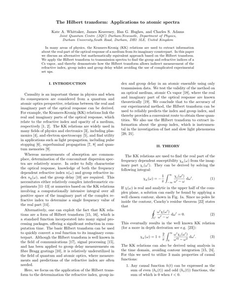 (PDF) The Hilbert transform: Applications to atomic spectra