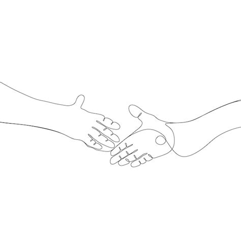 Premium Vector | Line drawing of hands shaking hands