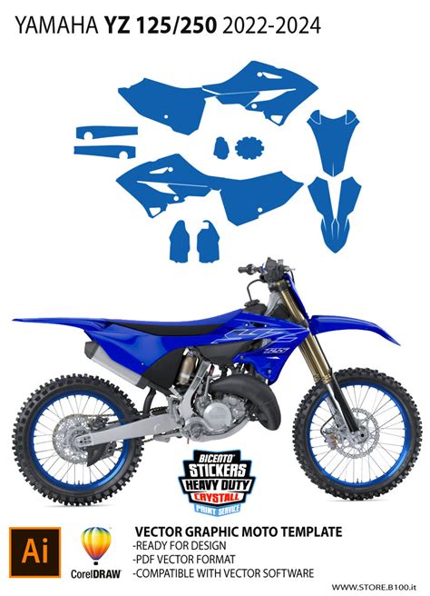 Graphics template YAMAHA YZ 125/250 2022-2024 | Yamaha offroad vector ...