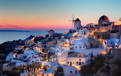 HD wallpaper: Night in Santorini, greece city, santorini landscape ...