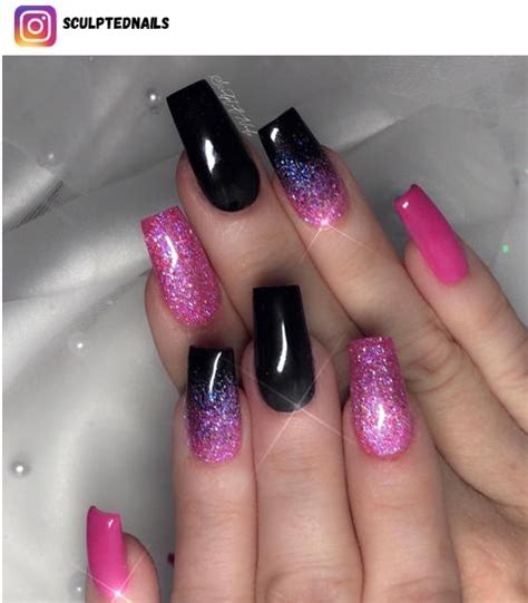 Matte Black And Hot Pink Nails – SkinTots.com