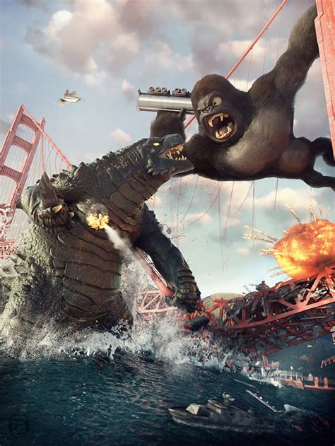 King Kong Vs. Godzilla in Awesome Digital Art by Vitorugo Queiroz ...