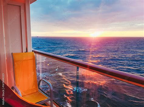 view from a cruise ship balcony at sunset Stock Photo | Adobe Stock