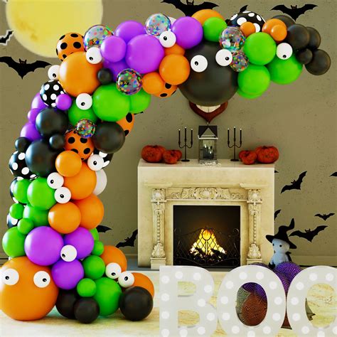 125PCS Halloween Balloons Arch Kit - Ghost&Pumpkin foil Balloon Black ...