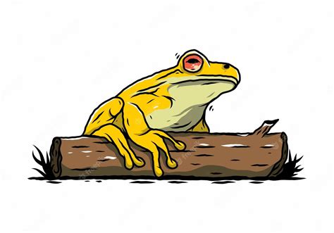 Premium Vector | Big frog perched on a log illustration