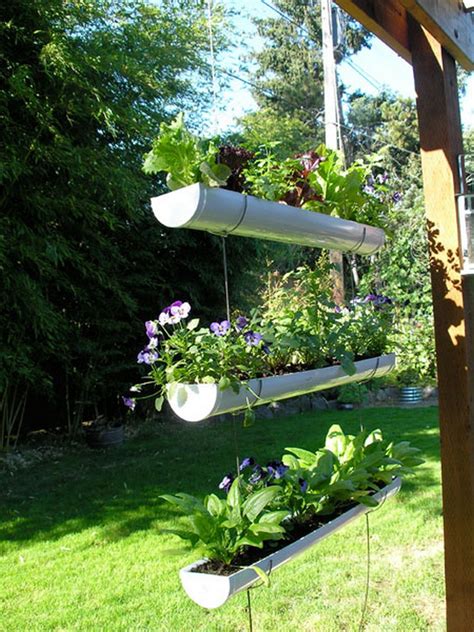 Unique DIY Hanging Gutter Garden - The Owner-Builder Network