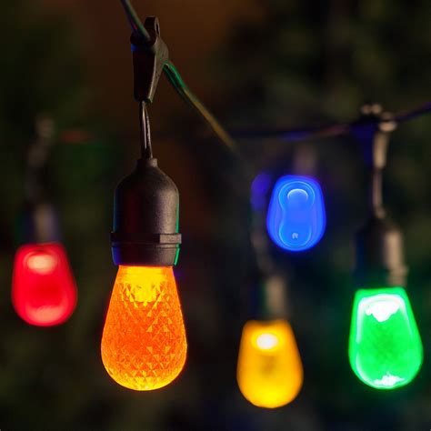 Commercial Patio String Lights, Multicolor S14 LED Bulbs, Suspended ...