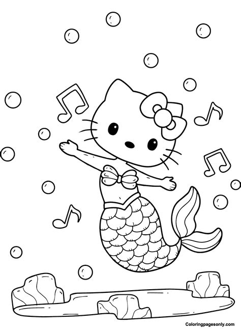 Hello Kitty Mermaid Coloring Pages Printable for Free Download