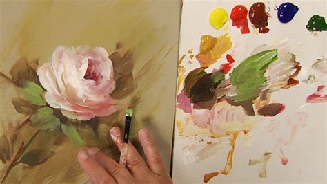 Painting Heritage Acrylic Rose - YouTube