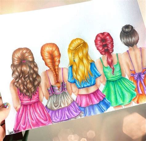 Five Sisters Friendship 5 Bff Drawings - img-Baback