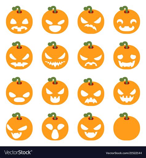 Simple halloween pumpkin decoration scary faces Vector Image