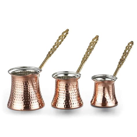 Buy Turkish Coffee Pot Set, 3 Pcs Copper - Grand Bazaar Istanbul Online ...