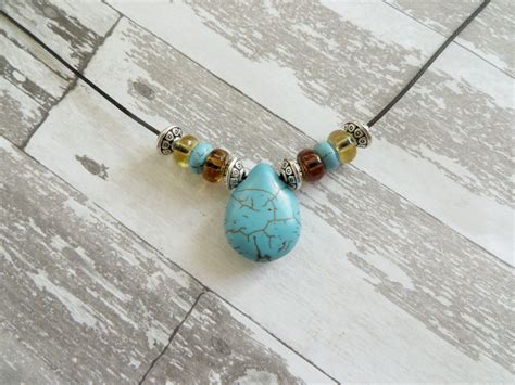 Boho Turquoise Necklace Turquoise Choker Necklace Beaded - Etsy