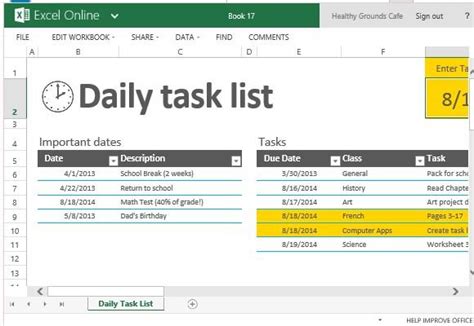 Daily Task List Template For Excel