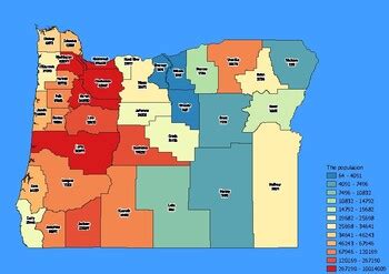 Oregon State Map with Population, Density, Area with Worksheet | TPT