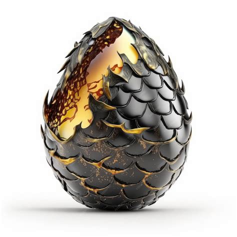 Premium Photo | Dragon Egg Isolated Black and Gold Scaled Fantasy Eggs ...