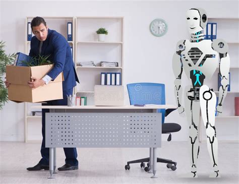 Concept of Robots Replacing Humans in Offices Stock Image - Image of ...