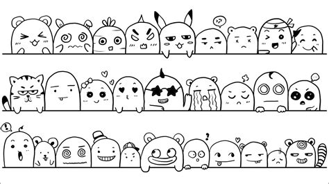 How to draw 30 Cute Faces | Expressions | Doodle Art For Beginners ...