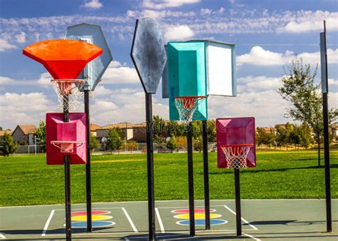 Different Height Playground Basketball Hoops Stock Image - Image of ...